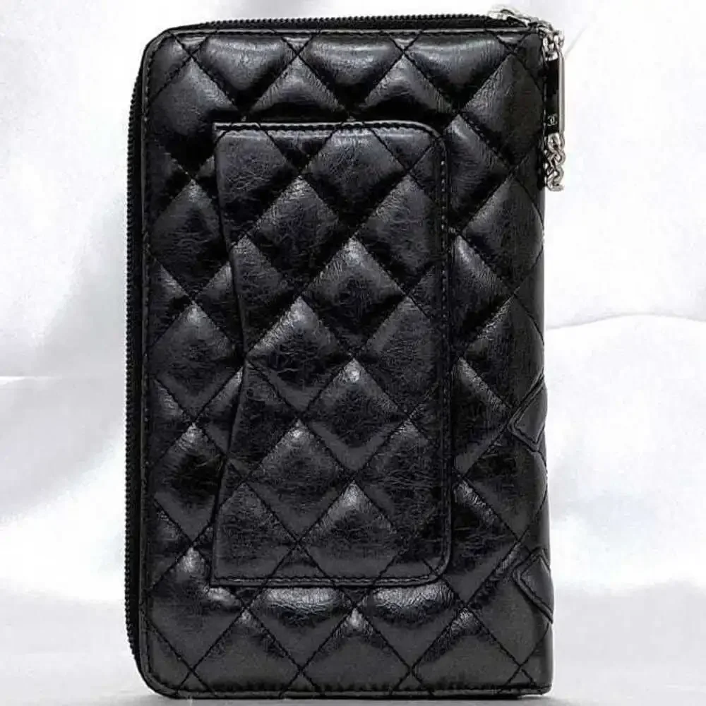 CHANEL Authentic Black Leather Logo Wallet - Picture 4 of 11